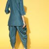 Teal Blue Color Foil Print Straight Kurta And Dhoti Pant Set - Image 3