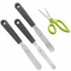 Scissor for Kitchen - Icing Spatula Set - Multipurpose Scissor - Stainless Steel - Cake Decorating Tools - Spatula 3 Pieces Set & Scissor
