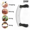 Pizza Cutter - Pizza Slicer - Mezzaluna/Mincing Knife - Double Handle Ideal for Mincing, Dicing, Chopping & Slicing - with Serrated Knife - Image 3