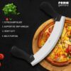 Pizza Cutter - Pizza Slicer - Mezzaluna/Mincing Knife - Double Handle Ideal for Mincing, Dicing, Chopping & Slicing - with Serrated Knife - Image 4