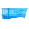 Blue Large Durable Plastic Kitchen Drying Rack Washing Basket with Tray & Spoon Holder- 1 Unit - Image 2