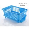 Blue Large Durable Plastic Kitchen Drying Rack Washing Basket with Tray & Spoon Holder- 1 Unit - Image 3