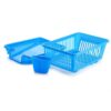 Blue Large Durable Plastic Kitchen Drying Rack Washing Basket with Tray & Spoon Holder- 1 Unit - Image 4