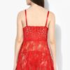 Red Fancy Baby Doll Full Net Sheer Fabric Short Knee Length Sleep Night Dress - Image 3
