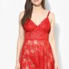 Red Fancy Baby Doll Full Net Sheer Fabric Short Knee Length Sleep Night Dress