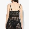 Black Fancy Baby Doll Full Net Sheer Fabric Short Knee Length Sleep Nighty - Image 3