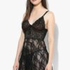 Black Fancy Baby Doll Full Net Sheer Fabric Short Knee Length Sleep Nighty - Image 4