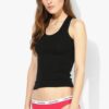 Black Racerback Tank Tops for Women - Cotton Slip Top - Comfortable Innerwear for Ladies - Waist Length Tops