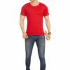 Red Round Neck Cotton Men's T-Shirt - Image 3