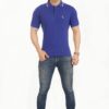 Royal Blue Polo Neck Men's Regular Fit T-Shirt Collared - Image 5