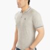 Grey Double Line Collared Men's Polo T-Shirt - Image 2