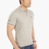 Grey Double Line Collared Men's Polo T-Shirt - Image 3