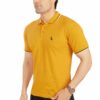 Mustard Yellow Double Line Collared Men's Polo T-Shirt - Image 2
