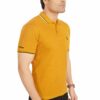 Mustard Yellow Double Line Collared Men's Polo T-Shirt - Image 3