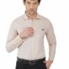 Cream Cotton Linen Cambrey slim Fit Shirt - Image 3