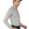 Grey Cotton Linen Cambrey slim Fit Shirt - Image 4