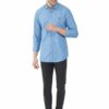 Formals Light Blue 100% Cotton Slim Fit Striped Shirt for Men - Image 3