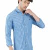 Formals Light Blue 100% Cotton Slim Fit Striped Shirt for Men - Image 5