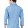 Formals Light Blue 100% Cotton Slim Fit Striped Shirt for Men - Image 6