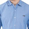 Formals Light Blue 100% Cotton Slim Fit Striped Shirt for Men - Image 7