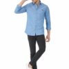 Formals Light Blue 100% Cotton Slim Fit Striped Shirt for Men - Image 8