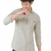 Yellow & Blue Striped Formal Slim Fit Shirt for Men - Image 2