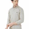 Yellow & Blue Striped Formal Slim Fit Shirt for Men - Image 4