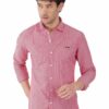 Red & White Striped Formal Slim Fit Shirt for Men - Image 2