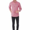 Red & White Striped Formal Slim Fit Shirt for Men - Image 3