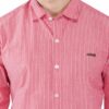 Red & White Striped Formal Slim Fit Shirt for Men - Image 7