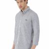Olive & White Striped Formal Slim Fit Shirt for Men - Image 4