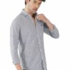 Olive & White Striped Formal Slim Fit Shirt for Men - Image 5