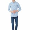 Light Blue & White Striped Formal Slim Fit Shirt for Men - Image 3
