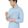 Light Blue & White Striped Formal Slim Fit Shirt for Men - Image 4