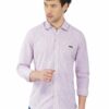Purple & White Striped Formal Slim Fit Shirt for Men - Image 2