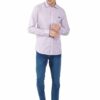 Purple & White Striped Formal Slim Fit Shirt for Men