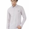 Grey & White Striped Formal Slim Fit Shirt for Men