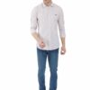 Grey & White Striped Formal Slim Fit Shirt for Men - Image 3