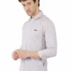 Grey & White Striped Formal Slim Fit Shirt for Men - Image 4