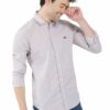 Grey & White Striped Formal Slim Fit Shirt for Men - Image 5