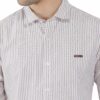 Grey & White Striped Formal Slim Fit Shirt for Men - Image 7