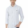 Denim Blue & White Striped Formal Slim Fit Shirt for Men - Image 2