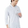 Denim Blue & White Striped Formal Slim Fit Shirt for Men - Image 5