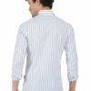 Denim Blue & White Striped Formal Slim Fit Shirt for Men - Image 6
