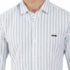 Denim Blue & White Striped Formal Slim Fit Shirt for Men - Image 7