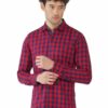 Red & Blue Checks Formal Slim Fit Shirt for Men