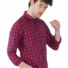 Red & Blue Checks Formal Slim Fit Shirt for Men - Image 3