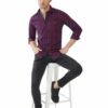 Blue & Red Formals Checkers 100% Cotton Slim Fit Shirt for Men