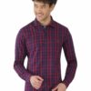 Blue & Red Formals Checkers 100% Cotton Slim Fit Shirt for Men - Image 7