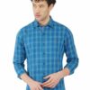 Blue Checks Formal Slim Fit Shirt for Men - Image 2